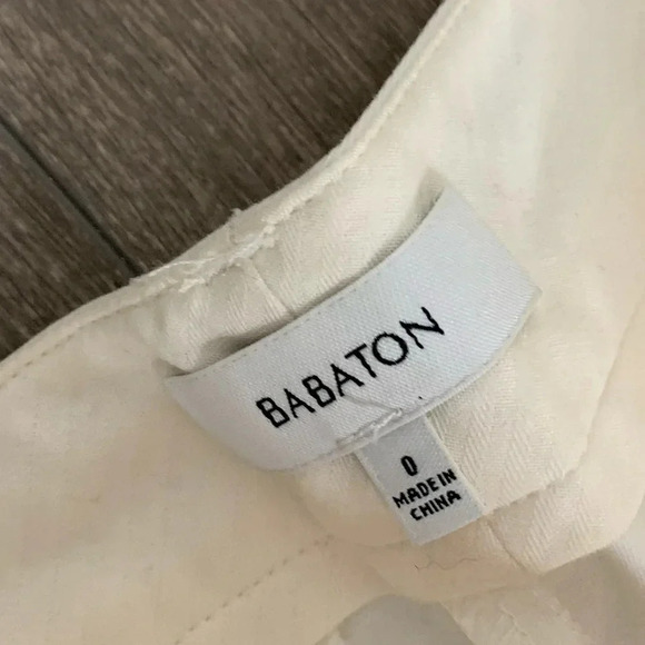 Aritzia Babaton Pants Straight leg pleated Trousers Cotton White Size 0 - Picture 9 of 11